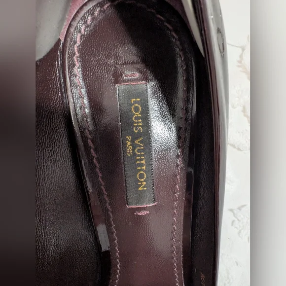 Louis Vuitton Dark Plum Peep Toe Heels - Picture 4 of 6